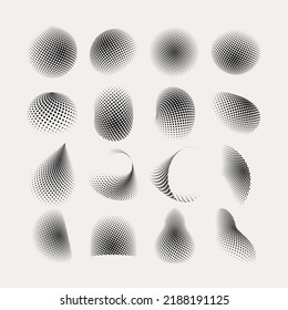 Conjunto de textura abstracta de medio tono. Resumen de la moderna y moderna ilustración vectorial. para aplicaciones móviles o diseño de medios sociales. Todos los elementos están aislados