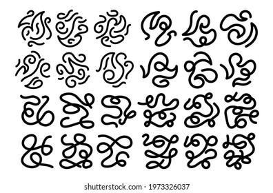 Set of abstract hand drawn art. Sketch graphic design isolated on white background.
