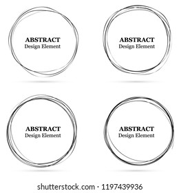 Set of abstract hand drawn circles for your design. Scribble circle lines vector. Black circular doodle isolated on the white background. Vector abstract logo design element.