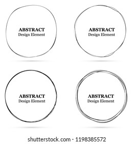 Set of abstract hand drawn circles for your design. Scribble circle lines vector. Black circular doodle isolated on the white background. Vector abstract logo design element.