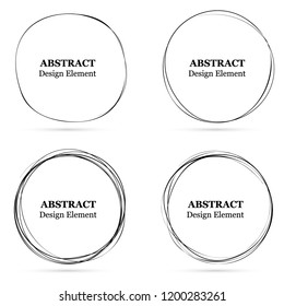 Set Of Abstract Hand Drawn Circles For Your Design. 
Scribble Circle Lines Vector. Black Circular Doodle Isolated On The White Background. 
Vector Abstract Logo Design Element.