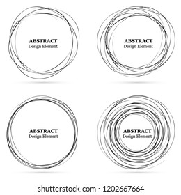 Set Of Abstract Hand Drawn Circles For Your Design. 
Scribble Circle Lines Vector. Black Circular Doodle Isolated On The White Background. 
Vector Abstract Logo Design Element.