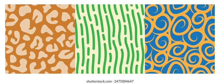 Conjunto de patrones decorativos dibujados a mano abstractos. diseño de tela, textura sin fisuras. Ilustración vectorial