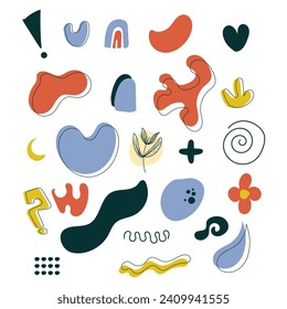 Conjunto de formas abstractas de doodle dibujadas a mano. Formas de elemento Vector coloridas. Ilustración del vector