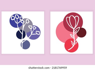Set Abstract hand drawn floral elements. Scandinavian style vector. For posters, banners, cards, print and invitation.