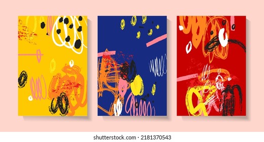 Set of abstract hand drawn grunge line art vector illustration.