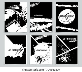 Set of abstract hand drawn grunge background texture flyers. Vector illustration