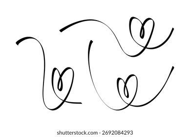 Conjunto de coração desenhado à mão abstrato em linha fina