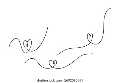 Set of abstract hand drawn heart in thin line