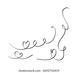 Conjunto de corazón dibujado a mano abstracto en línea delgada