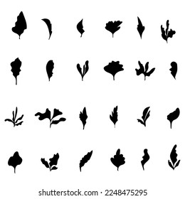 Set of abstract hand drawn leaves isolated on white background,social media icon,doodle element for web design,outline botanical sticker,tattoo,creative foliage