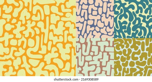 Set of abstract hand drawn organic free forms rounded shapes pattern background. Vector illustration