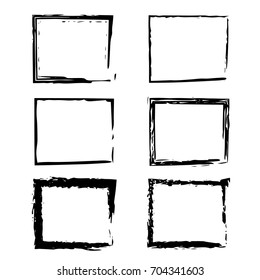 Set of abstract hand drawn painted black paint frame. ink brush stroke,background texture. Grunge artistic design element.Vector illustration