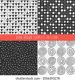 Set of abstract hand drawn patterns. Vector illustration.