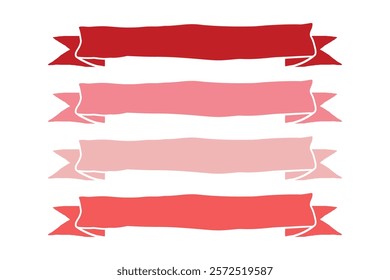 Set of abstract hand drawn ribbons. Isolated vector illustration.