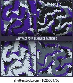 Set of abstract hand drawn seamless colorful patterns
