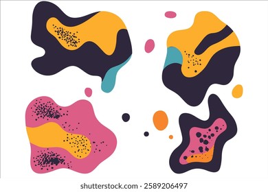 Set of abstract hand drawn shapes. Vector illustration in flat style.