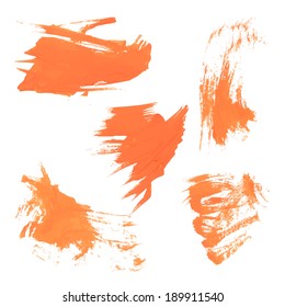 Set of abstract hand drawn strokes of orange paint 1