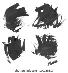 Set of abstract hand drawn strokes of black ink 3