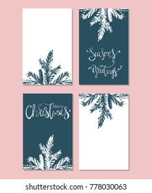 Set of Abstract Hand Drawn Universal  brush Cards. Happy Holidays Christmas vector graphic background. Vector illustration