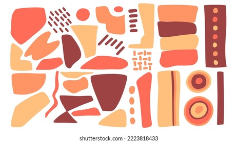 Set abstract hand drawn various shapes and doodles. Modern trendy vector illustration