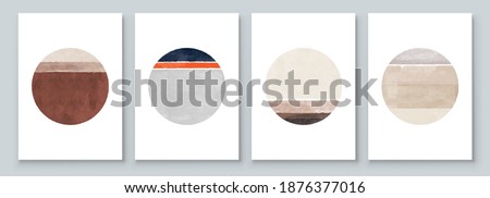 Set of Abstract Hand Painted Circle for Wall Decoration, Postcard, Social Media Banner Background. Modern Abstract Painting Artwork. Vector Pattern