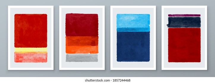 Conjunto de ilustraciones abstractas pintadas a mano para postales, banner de medios sociales, diseño de portada de folletos o fondo de decoración de paredes. Pintura Resumen Moderna. Patrón de vector