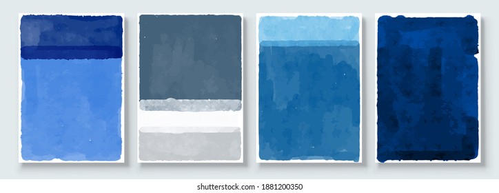 Set of Abstract Hand Painted Illustrations for Postcard, Social Media Banner, Brochure Cover Design or Wall Decoration Background. Modern Abstract Painting Artwork. Vector Pattern