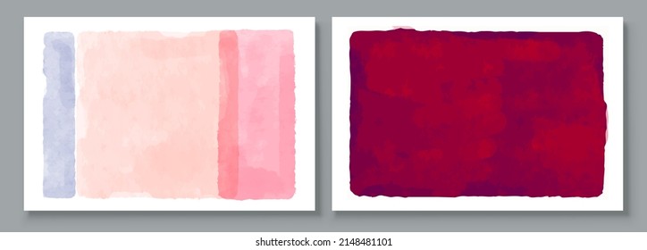 Set of Abstract Hand Painted Illustrations for Postcard, Social Media Banner, Brochure Cover Design or Wall Decoration Background. Modern Abstract Painting Artwork. Vector Pattern