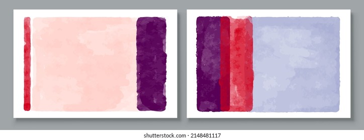 Set of Abstract Hand Painted Illustrations for Postcard, Social Media Banner, Brochure Cover Design or Wall Decoration Background. Modern Abstract Painting Artwork. Vector Pattern