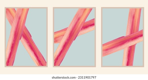 Conjunto de ilustraciones abstractas pintadas a mano para la decoración de paredes, postal, banner de medios sociales, fondo de diseño de portada de folletos. Pintura Resumen Moderna. Color brillante brillante Patrón vector.