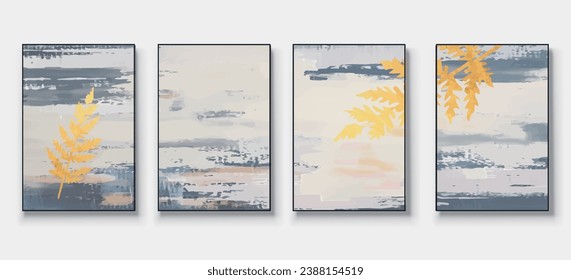 Set of Abstract Hand Painted Illustrations for Postcard, Social Media Banner, Brochure Cover Design or Wall Decoration Background. Modern Abstract Painting Artwork. Vector Pattern
