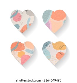 A set abstract hand-drawn pattern in the shape of a heart. A design element.
