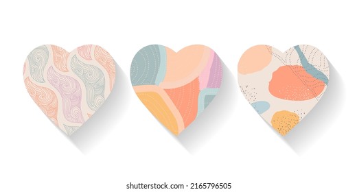 A set abstract hand-drawn pattern in the shape of a heart. A design element.