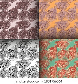 A set of abstract hand-drawn seamless backdrops with creative patterns