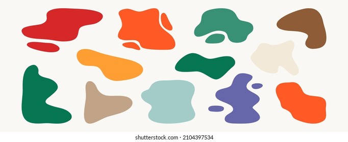 Conjunto de formas abstractas dibujadas a mano. Ilustración vectorial moderna. Elementos de diseño, Formas orgánicas, Fondos abstractos. Todos los elementos están aislados