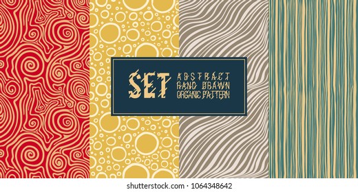 A set of abstract hand-made organic patterns. Modern design, wallpaper, tile, ornament for the fabric. Gift paper.