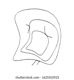 Set of abstract handmade stitched frames. Modern liquid geometric shapes in wavy design. Sewing machine stitching with threads in reverse. Thread seams. Isolated on white. Vector illustration EPS 10