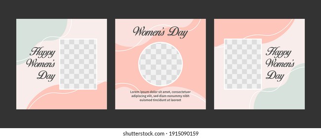 Set of Abstract happy women's day social media post template design concept.