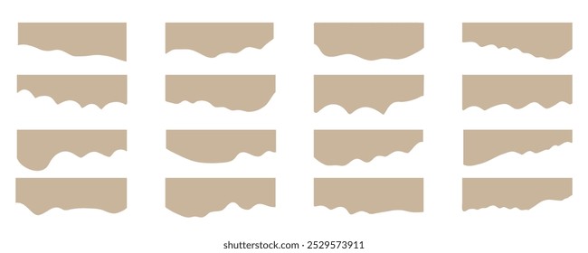 Set of abstract header and border for website and app. Divider shapes top and bottom for web page design. Different borders for website pictogram Set. Isolated Vector Illustration.