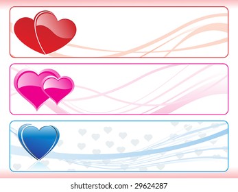 set of abstract heart deign banner, vector illustration