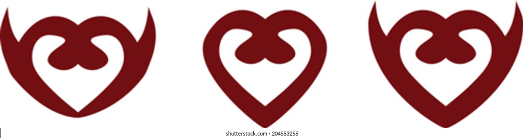 Set of abstract heart symbols