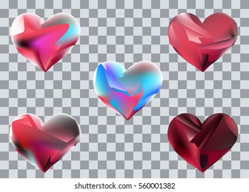 set of abstract hearts. The concept for Valentine's Day, and greeting cards. Abstract background in the form of heart.