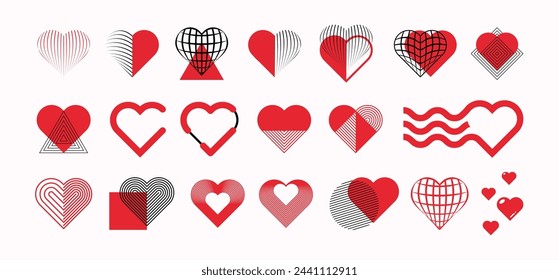 Set of abstract hearts icon, love logo design symbol