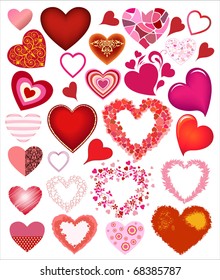 set from abstract hearts in various variants