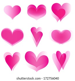 Set of abstract hearts. Vector