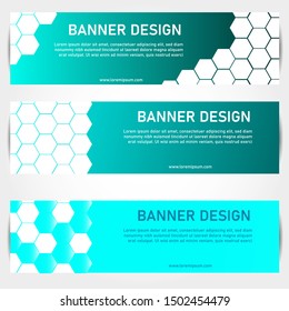 Set Of Abstract Hexagon Gradient Banner Vector Illustration.