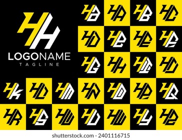 Set abstrakter Hexagon-H-Buchstaben-Logo-Design