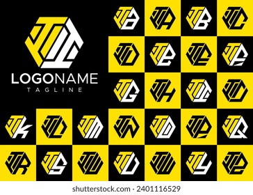 Set of abstract hexagon I II letter logo design