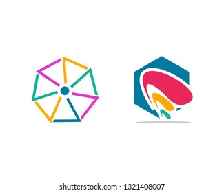Set of Abstract hexagon logo design